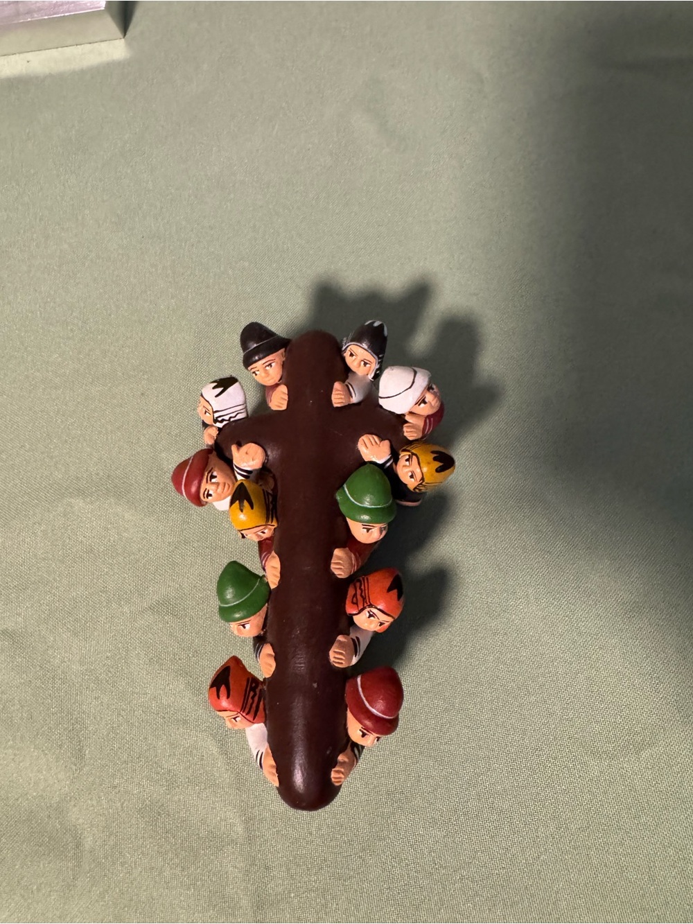 Vintage Handcrafted Wooden Wall Hanging with Colorful Figures